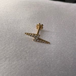 Maria Tash Diamond Lightning Bolt Threaded Stud Earring 14K Yellow Gold